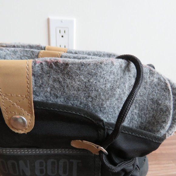 TECNICA ORIGINAL MOON BOOT W.E Monaco Felt Snow Boots in Black Women's Sz 7 - Picture 8 of 16